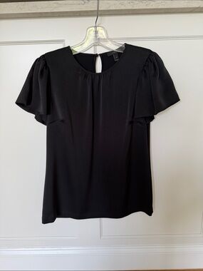 J. Crew Black Blouse with Flutter Sleeves